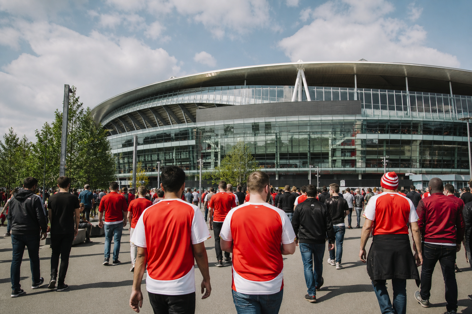 Football supporters arriving at a North London stadium