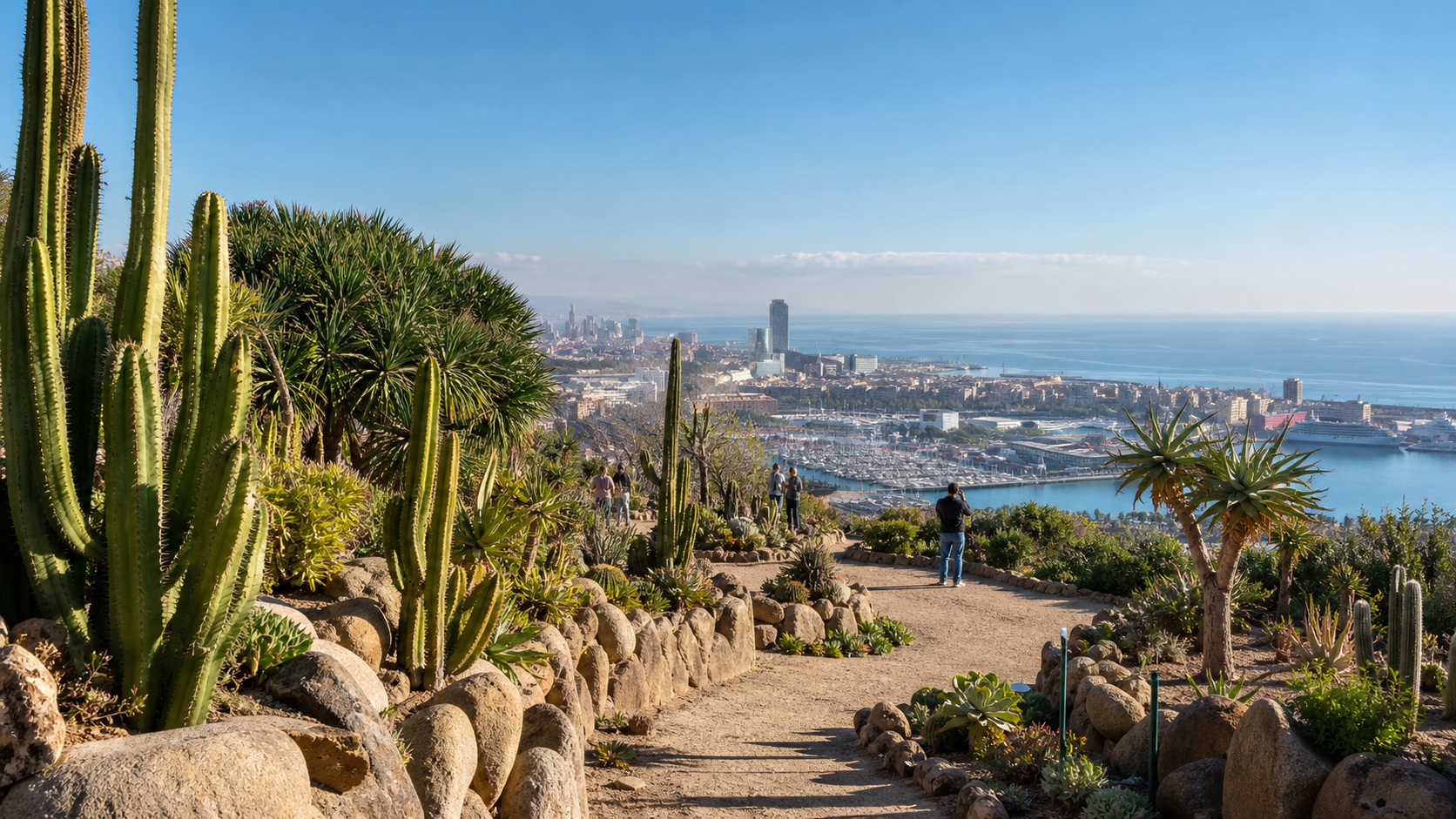 Cactus gardens on Montjuïc with views over Barcelona’s port