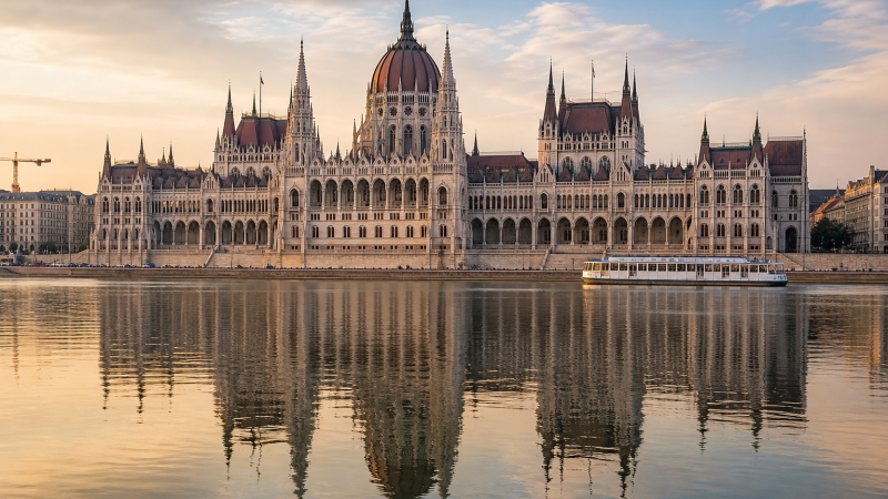 Hungarian Parliament Building across the Danube in Budapest