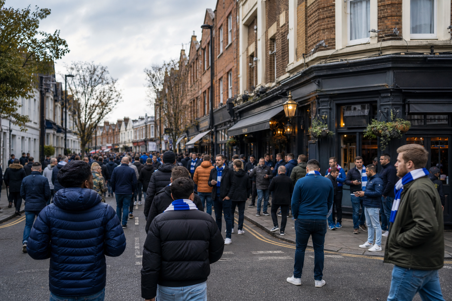 Football supporters in Fulham on matchday