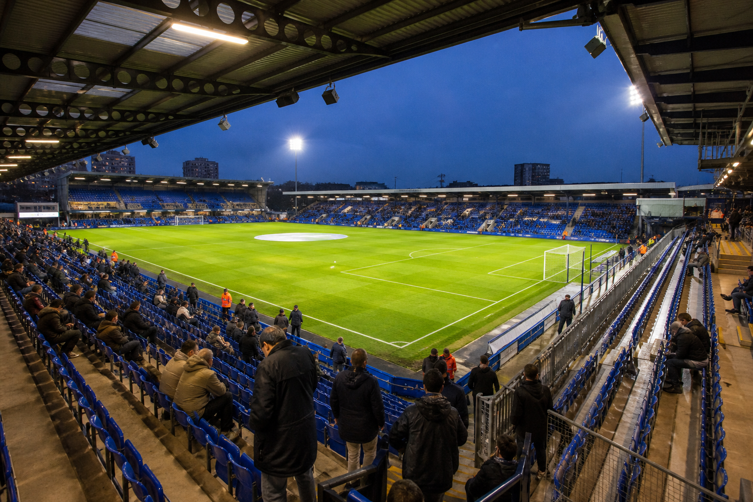West London football stadium before kickoff