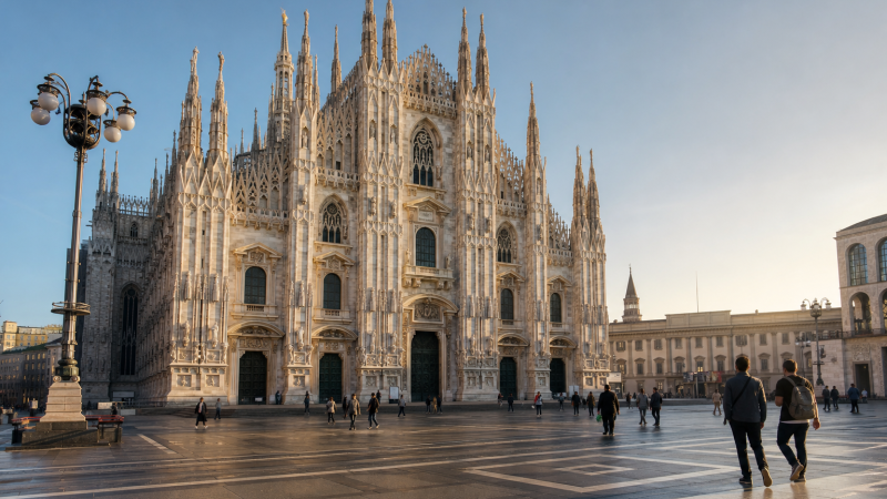 Milan Cathedral and Piazza del Duomo in morning light