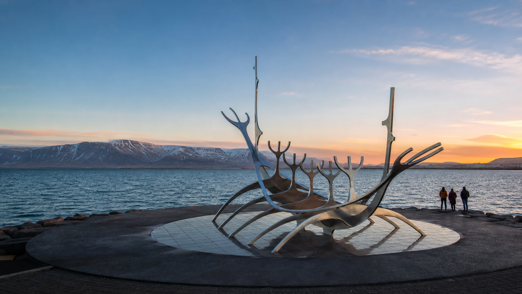 Sun Voyager sculpture on the Reykjavik waterfront
