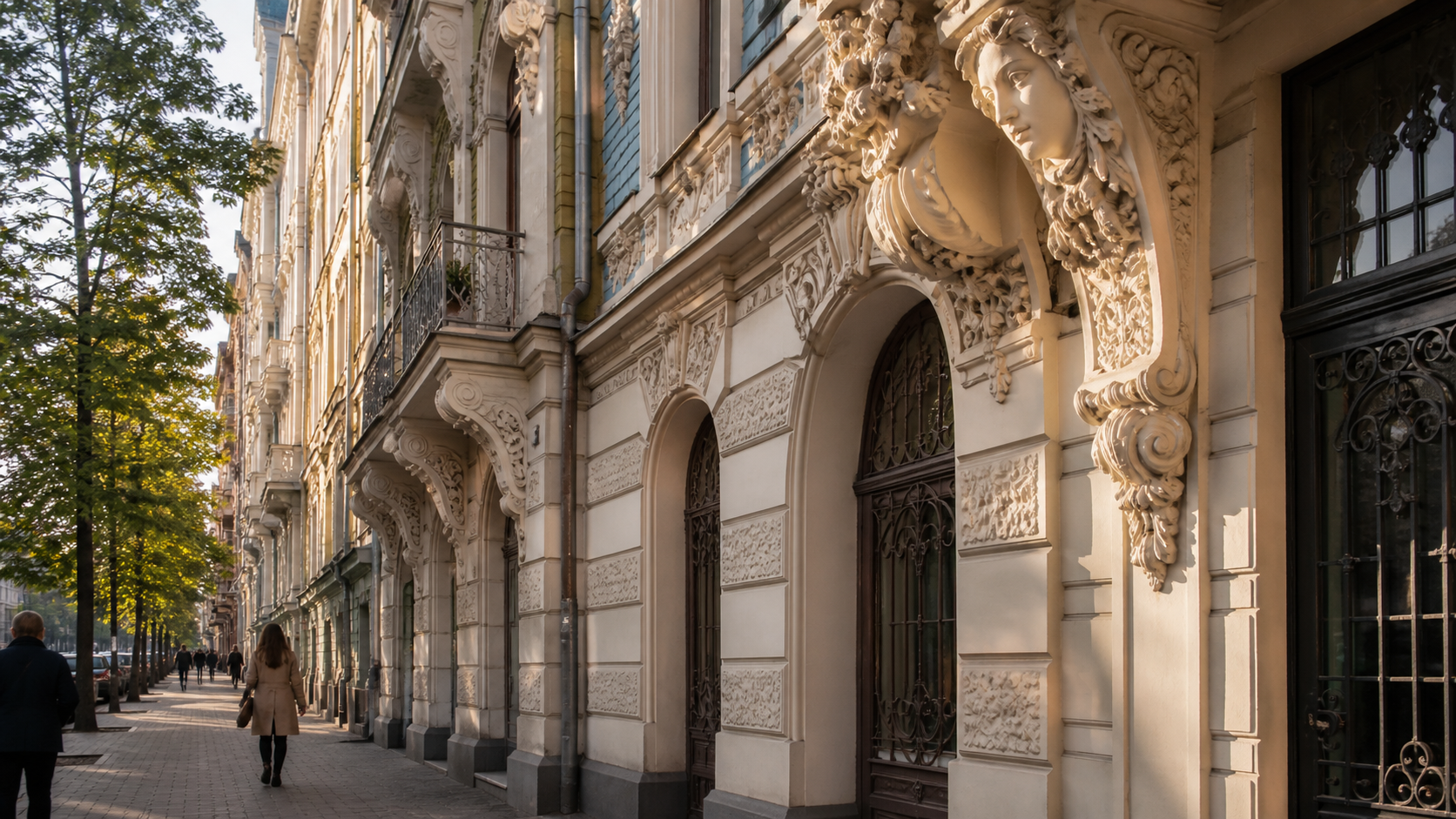 Art Nouveau architecture on Alberta Street in Riga