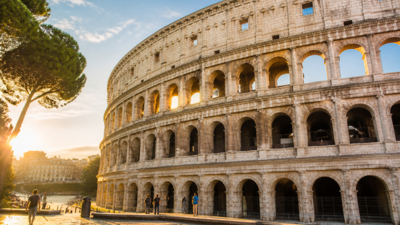 The Colosseum in Rome in warm morning light
