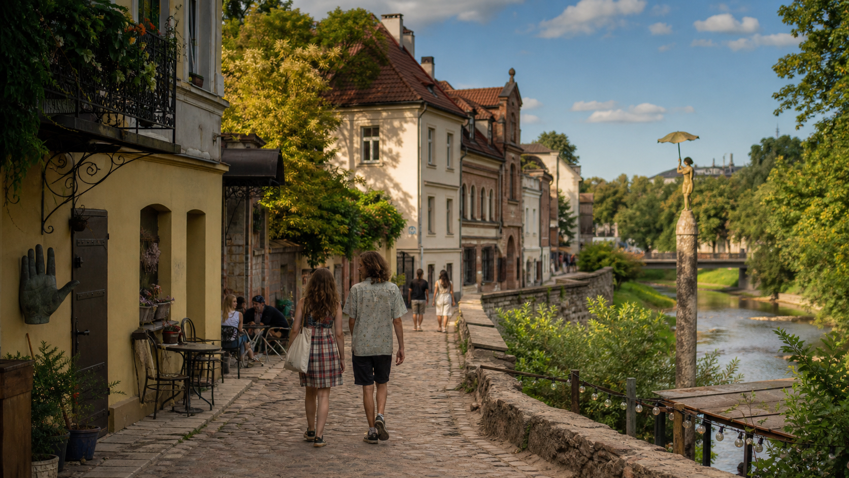 Riverside lane in the artistic Užupis district of Vilnius