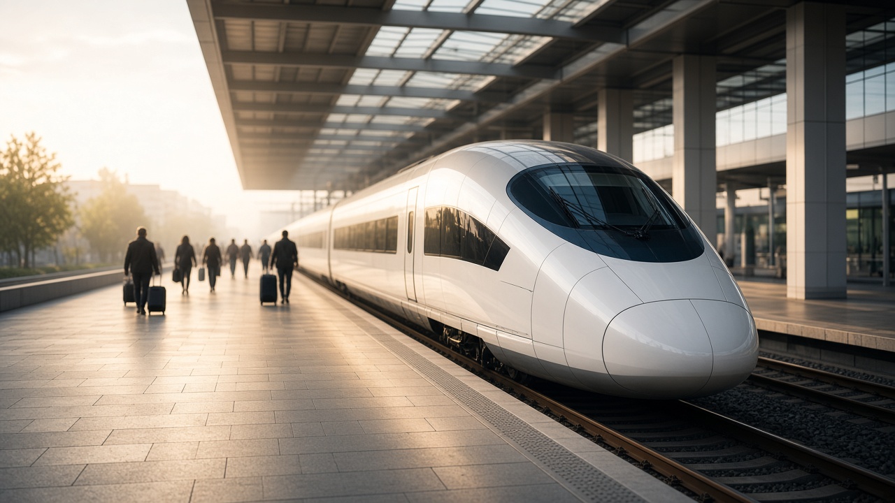 High-speed train at a modern Spanish station platform